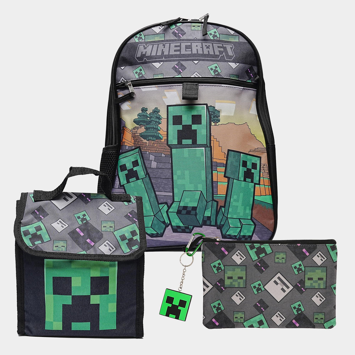 Minecraft Creeper 5 Piece 16 Inch Backpack Set