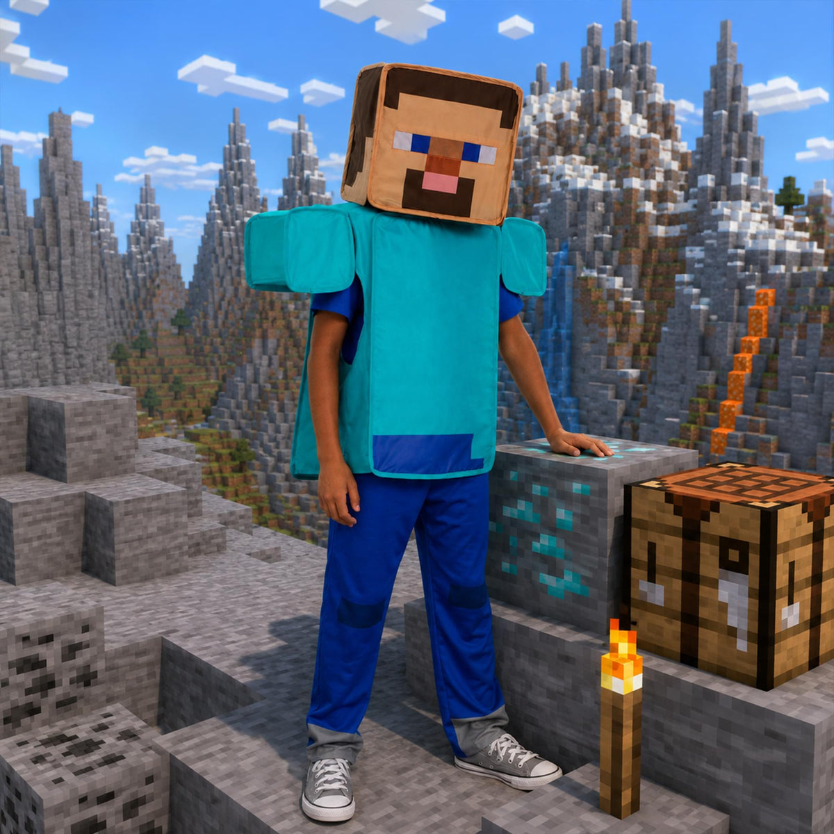 Minecraft Steve Pop Out Child Costume