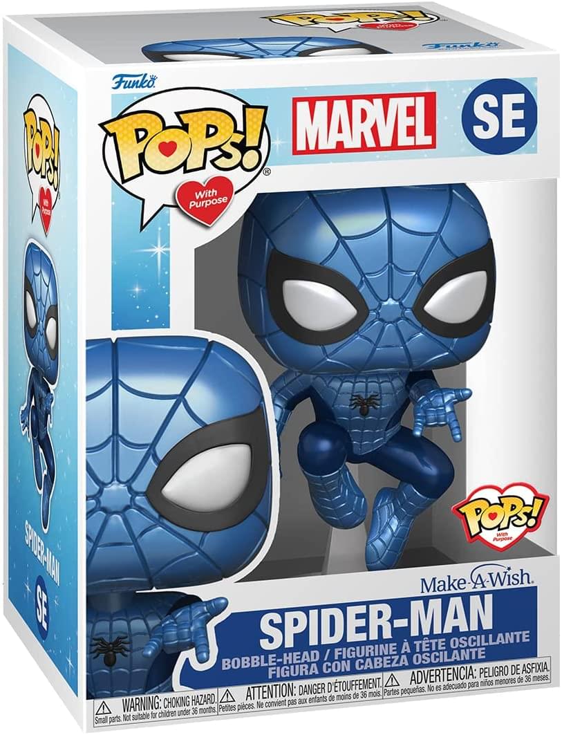 Marvel Funko POP Vinyl Figure | Male-A-Wish Spider-Man (Metallic)