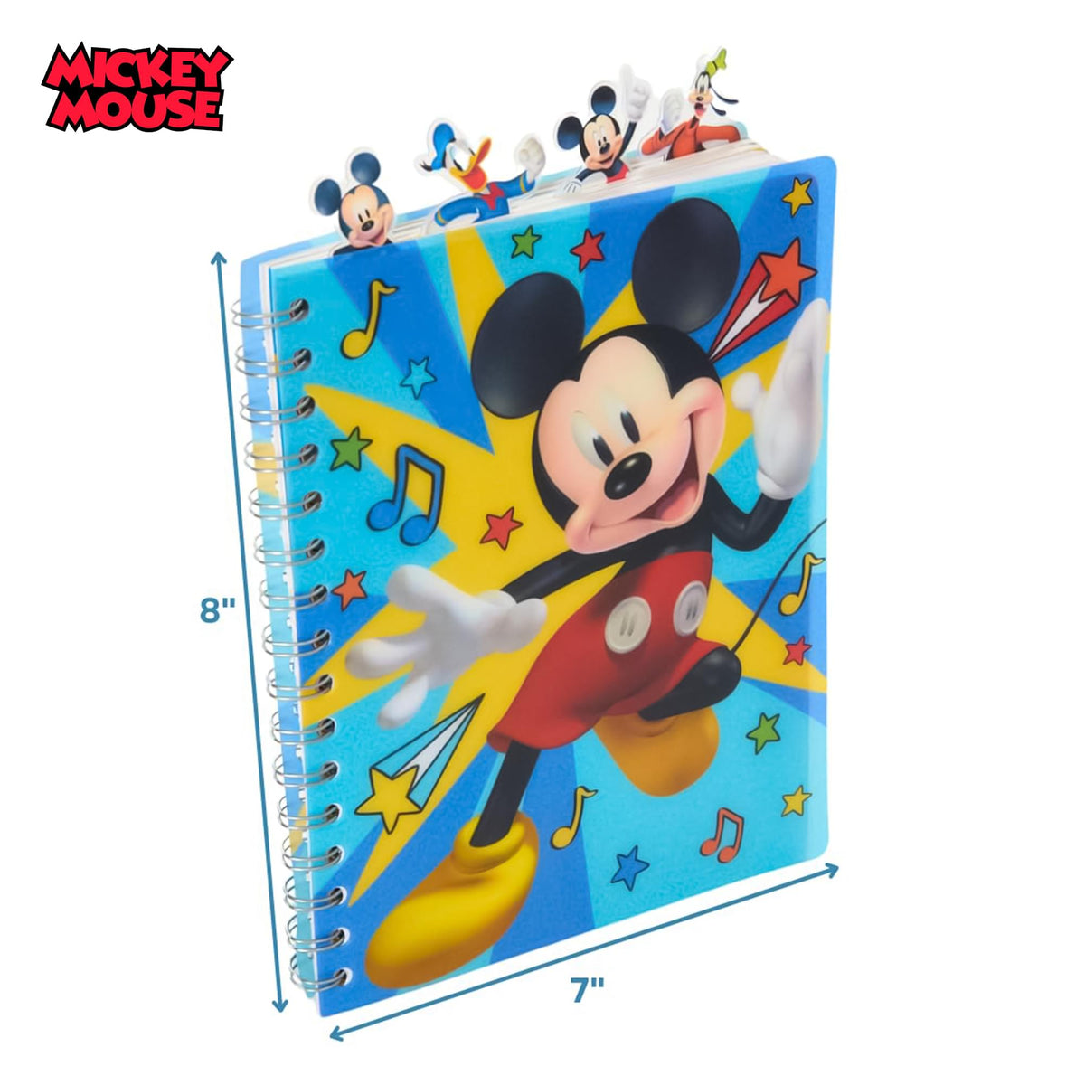 Disney Mickey Mouse 4-Tabbed Spiral Journal | 96 Lined Pages