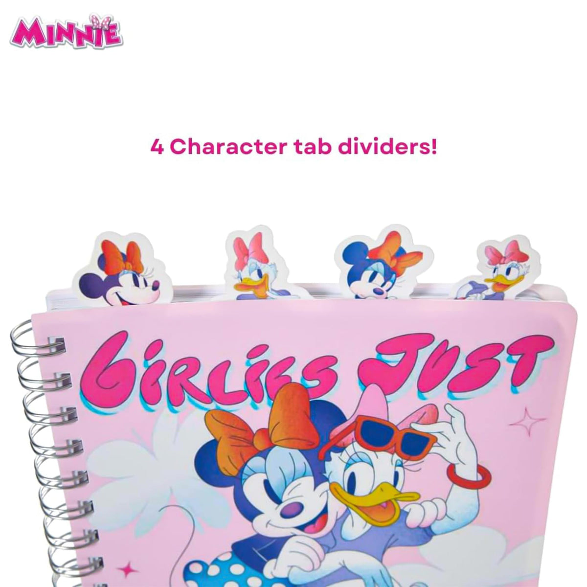 Disney Minnie Mouse and Daisy Duck "Girlies Just Get It" 4 Tab Spiral Journal