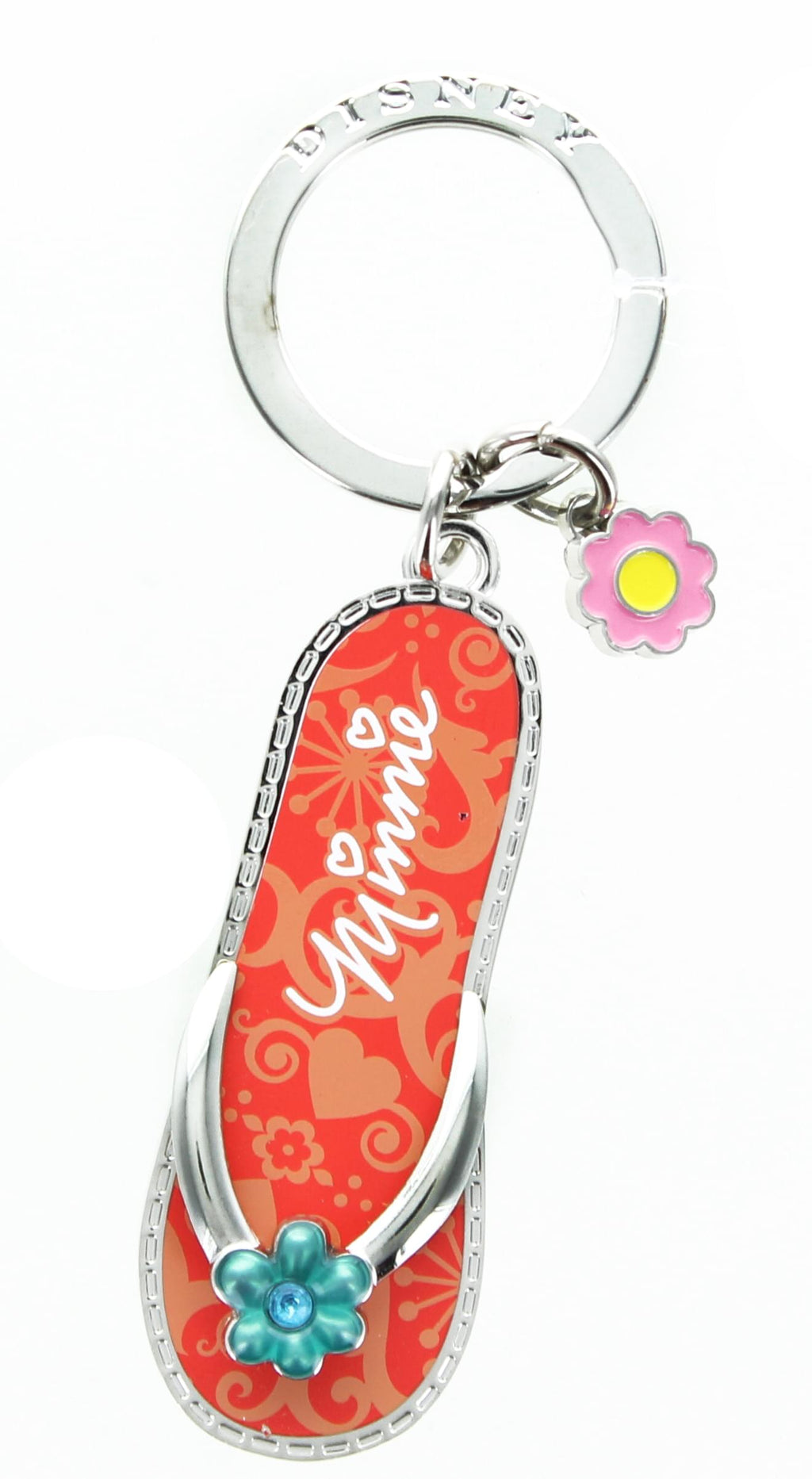 Disney Minnie Mouse Orange Flip Flop Pewter Key Ring