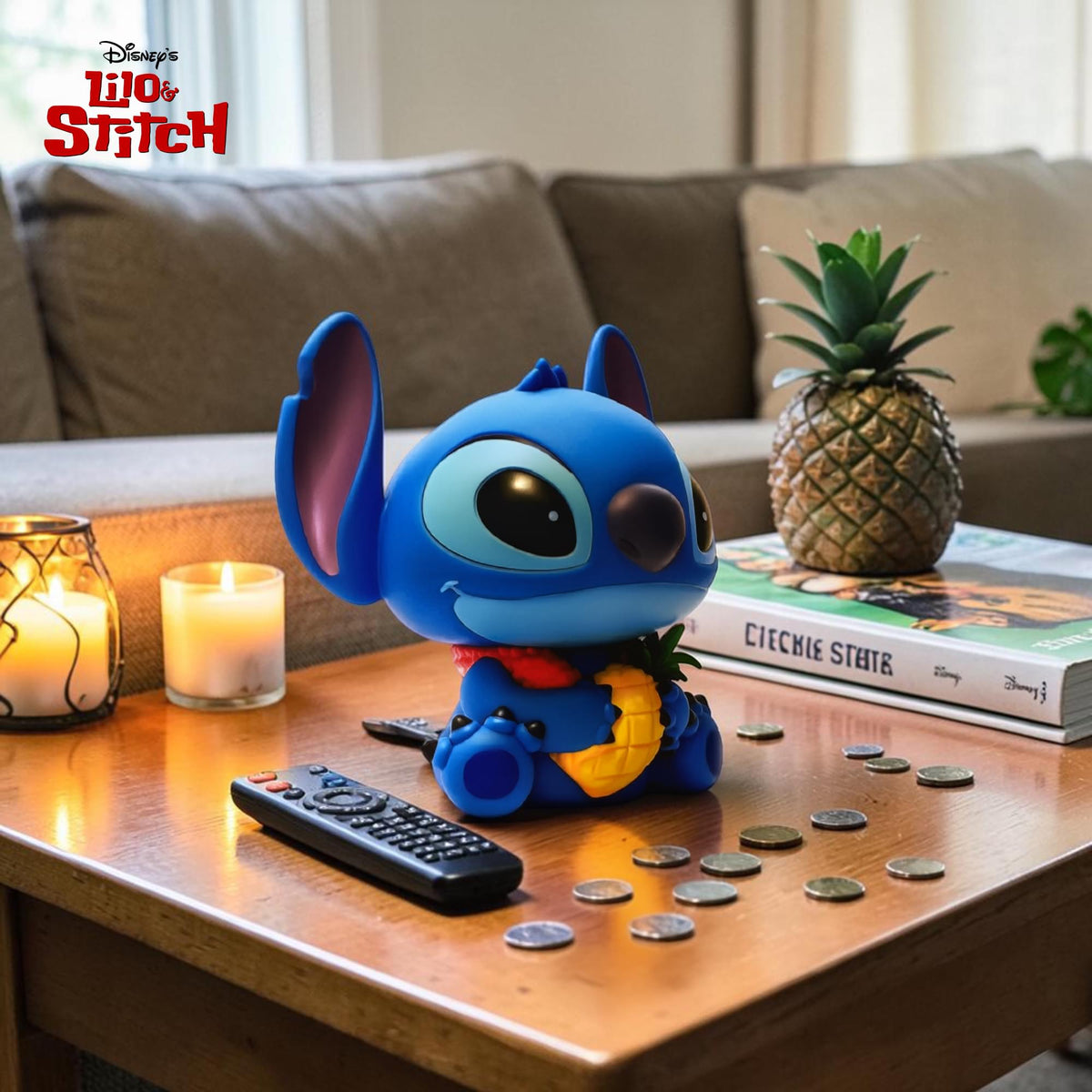 Disney Lilo & Stitch Stitch with Pineapple 9-Inch PVC Figural Bank