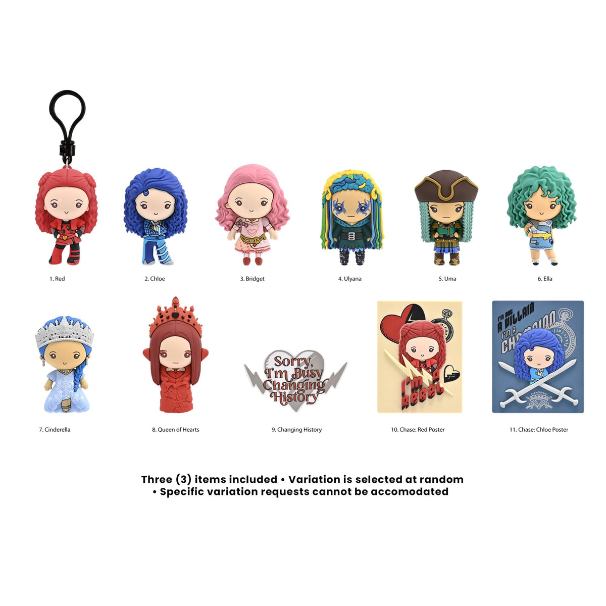 Disney Descendants Series 1 Blind Bag 3D Foam Bag Clip | 3 Random
