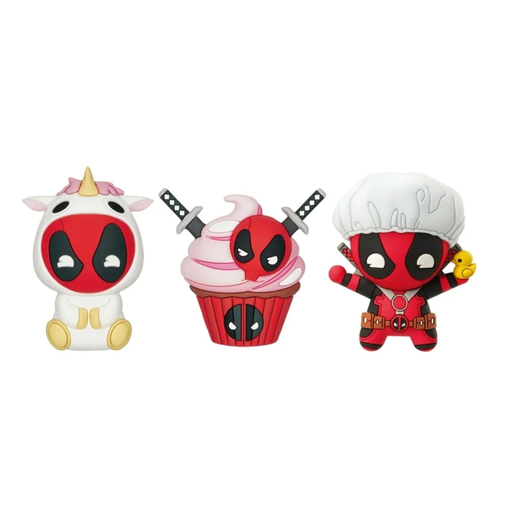 Marvel Deadpool 3D Foam Bag Clip Set | Unicorn, Cupcake, Bathtime