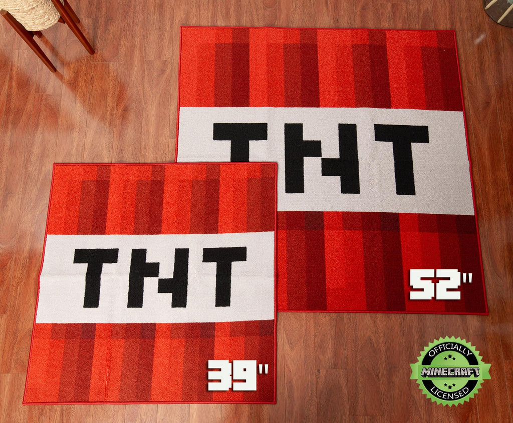 Minecraft Red TNT Block Square Area Rug | 52 Inches
