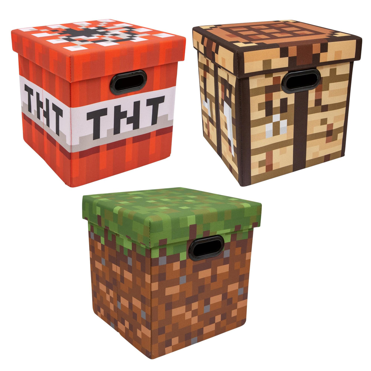 Minecraft 13-Inch Storage Bin Cube Organizers With Lid | Set Of 3