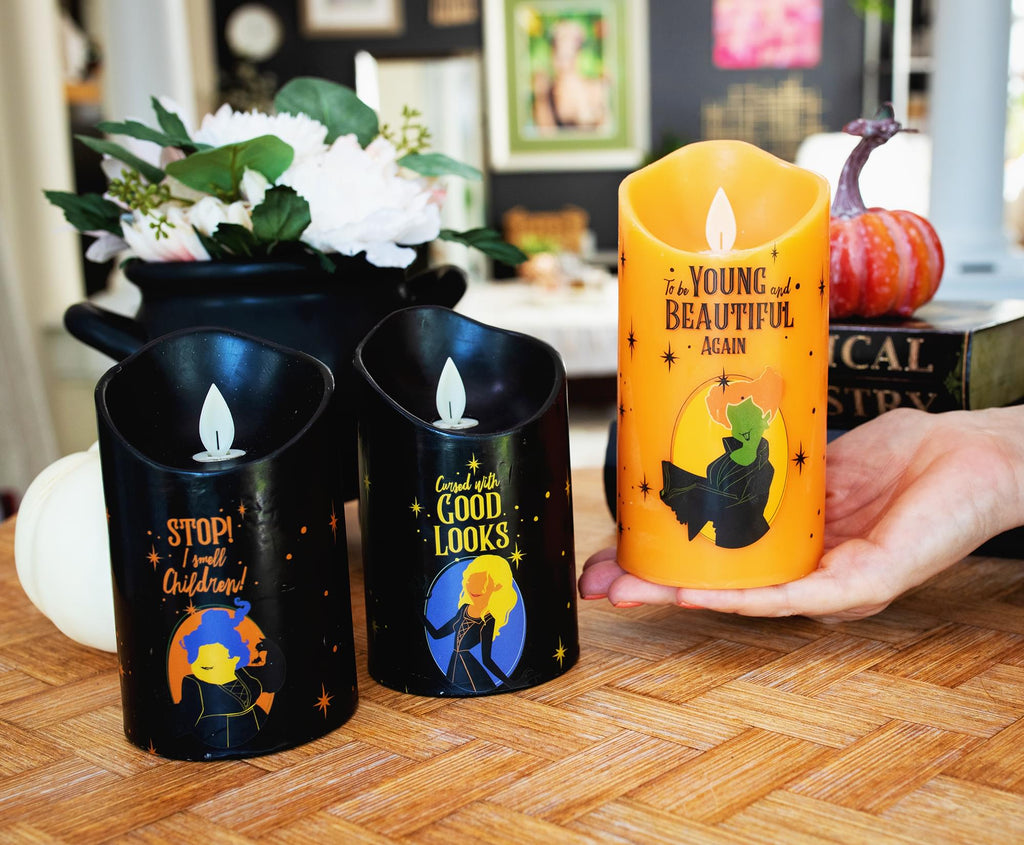 Disney Hocus Pocus LED Flickering Flameless Candles With Timers | Set of 3