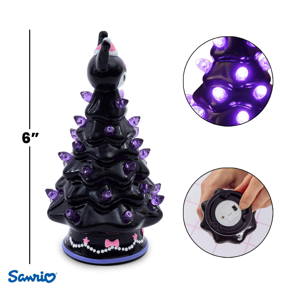 Sanrio Kuromi Light-Up Ceramic Christmas Tree | 6 Inches Tall