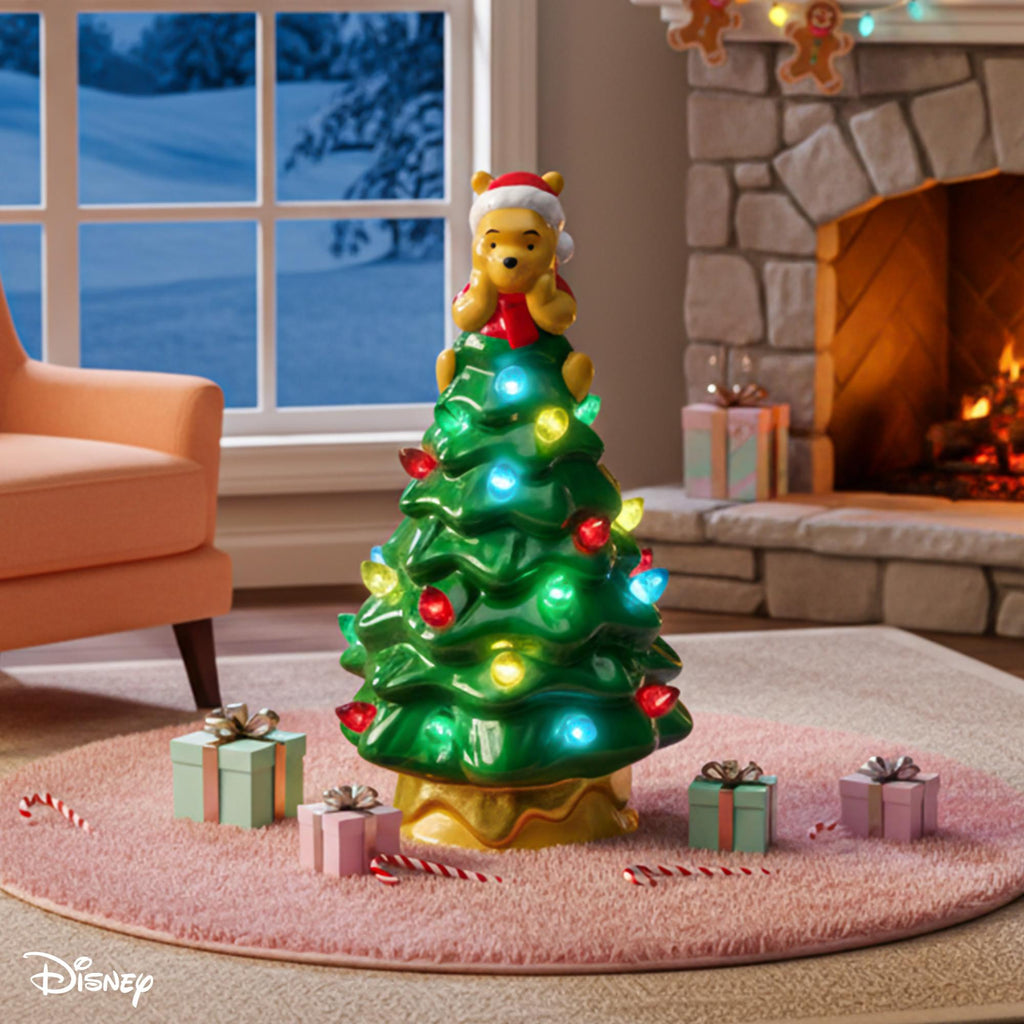 Disney Winnie The Pooh Light-Up Ceramic Christmas Tree | 6 Inches Tall
