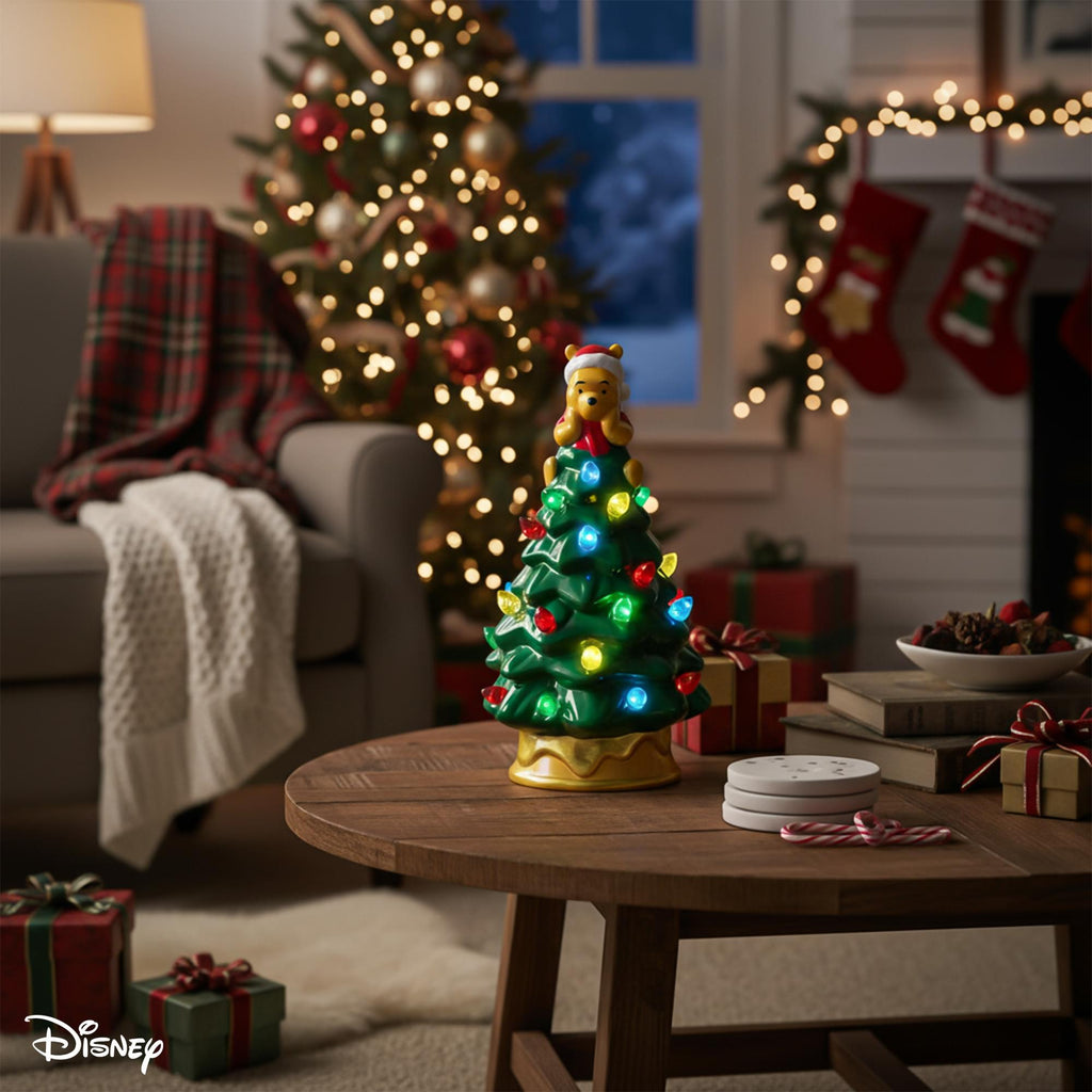 Disney Winnie The Pooh Light-Up Ceramic Christmas Tree | 6 Inches Tall