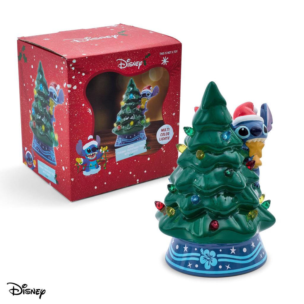 Disney Lilo & Stitch Light-Up Ceramic Christmas Tree | 6 Inches Tall