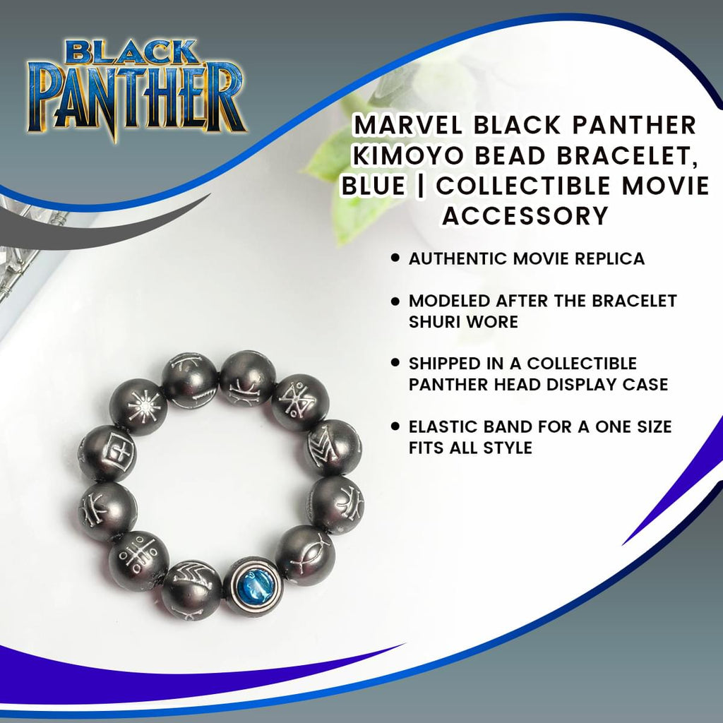 Marvel Black Panther Kimoyo Bead Bracelet, Blue | Collectible Movie Accessory