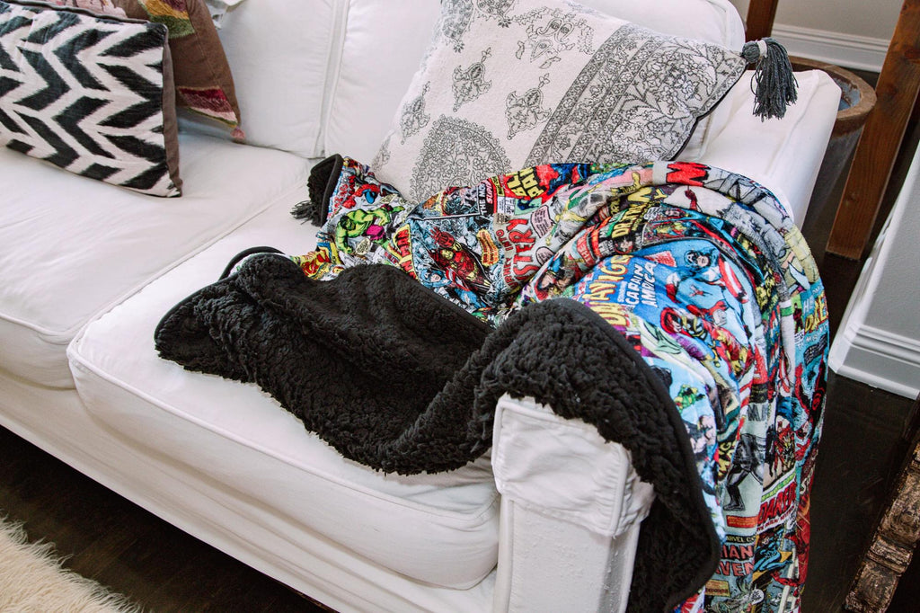 Marvel Comics Oversized Fleece Sherpa Throw Blanket | 54 x 72 Inches