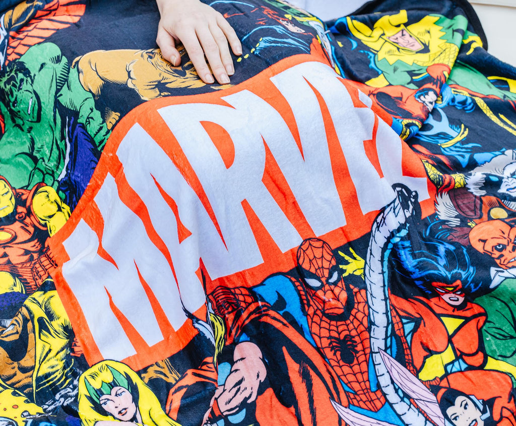 Marvel Comics Superheroes Fleece Throw Blanket | 45 x 60 Inches