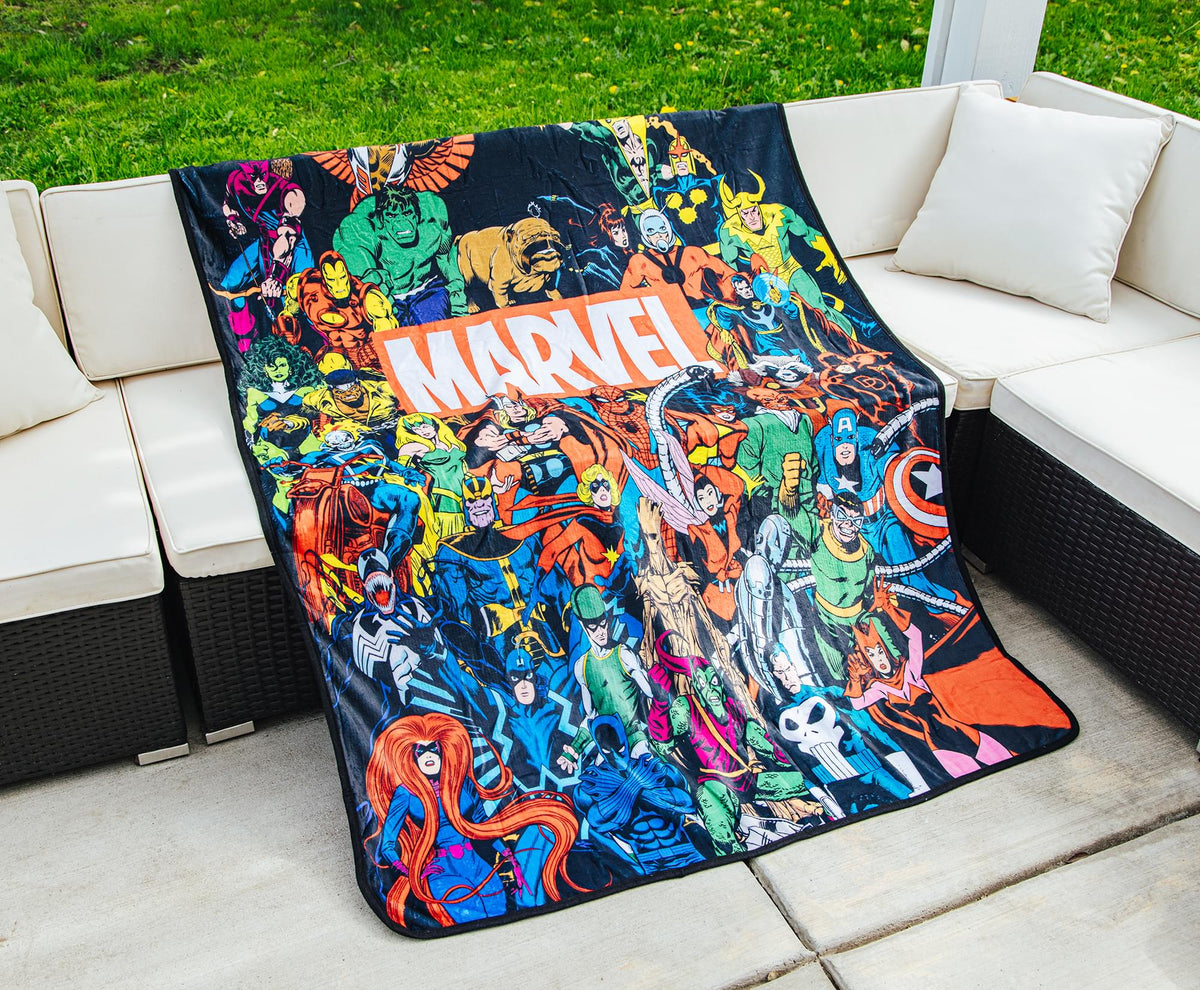 Marvel Comics Superheroes Fleece Throw Blanket | 45 x 60 Inches