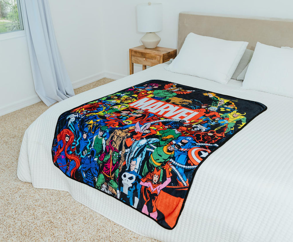 Marvel Comics Superheroes Fleece Throw Blanket | 45 x 60 Inches