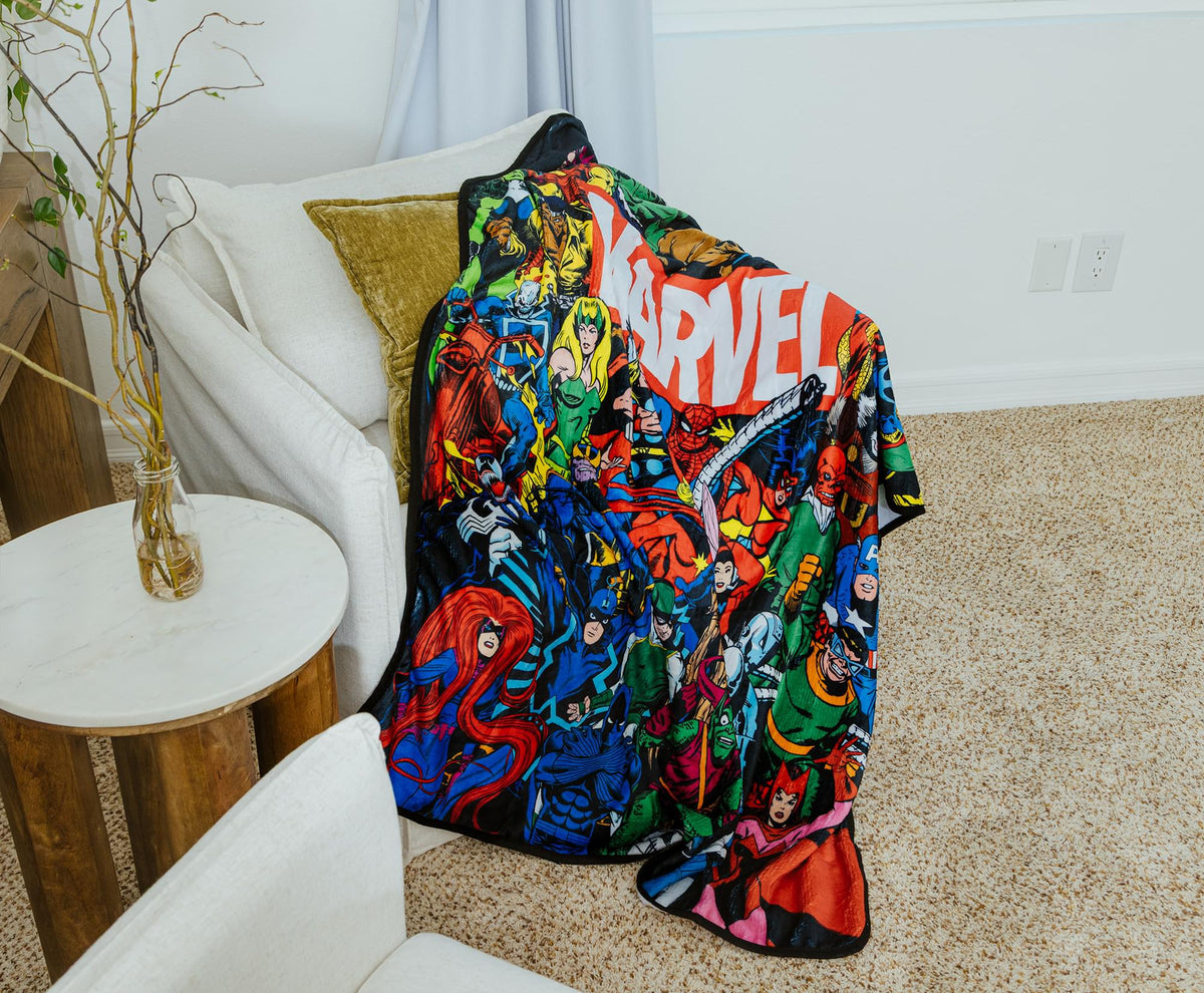Marvel Comics Superheroes Fleece Throw Blanket | 45 x 60 Inches