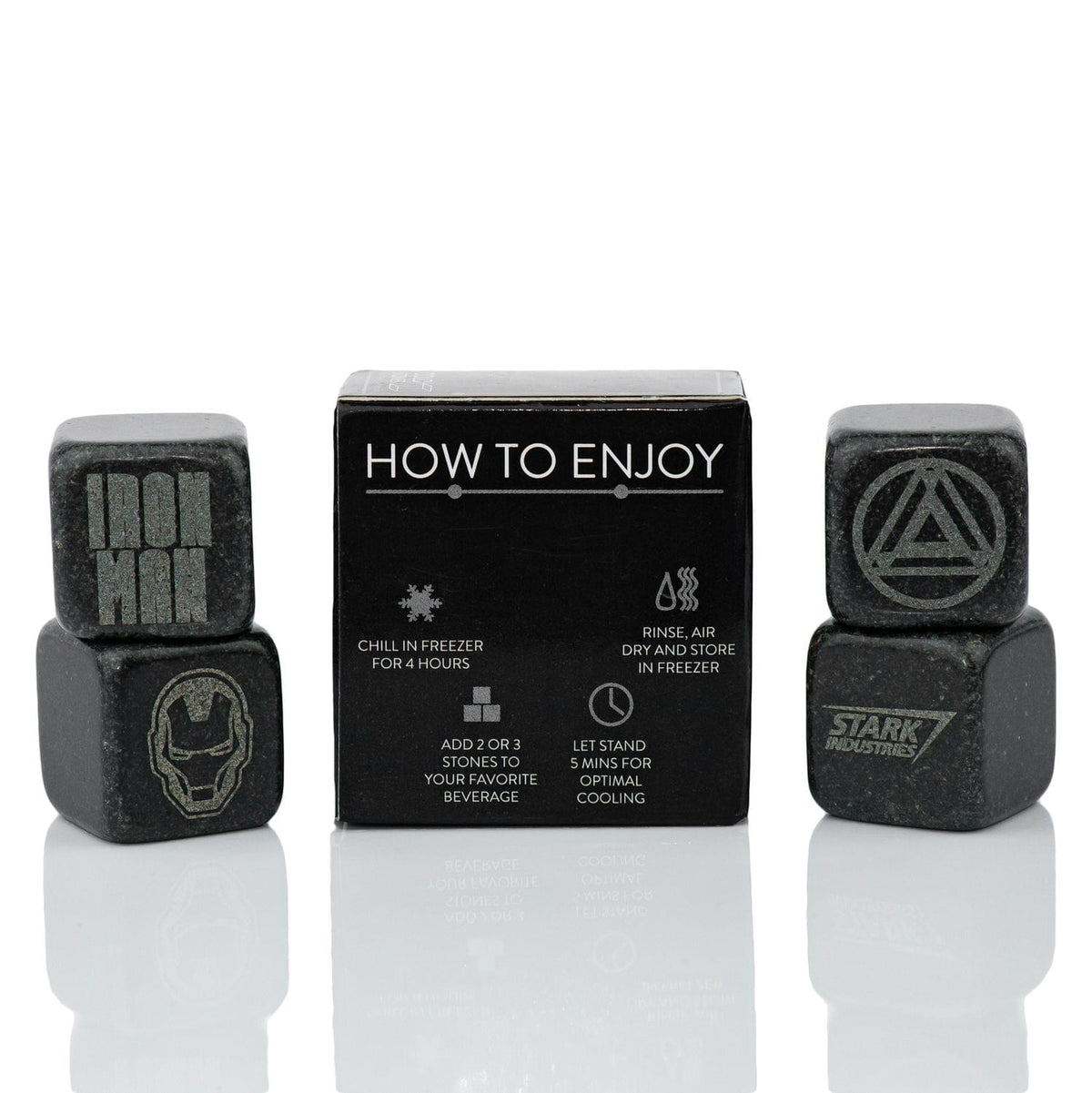 Iron Man Collectible | Marvel Cold Stones Set | Iron Man Granite Beverage Cubes