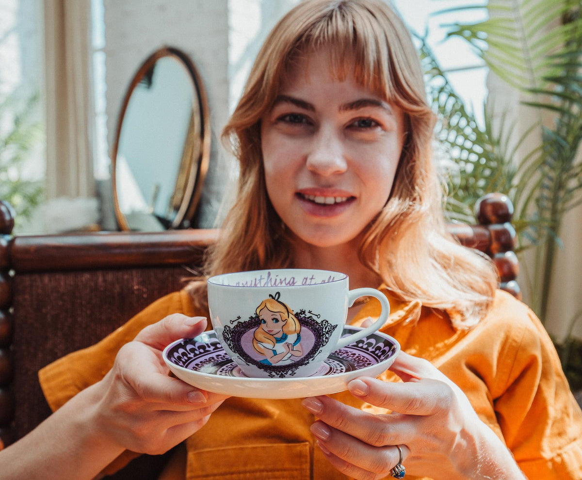Disney Alice In Wonderland Mad Hatter Bone China Teacup and Saucer | Set of 2