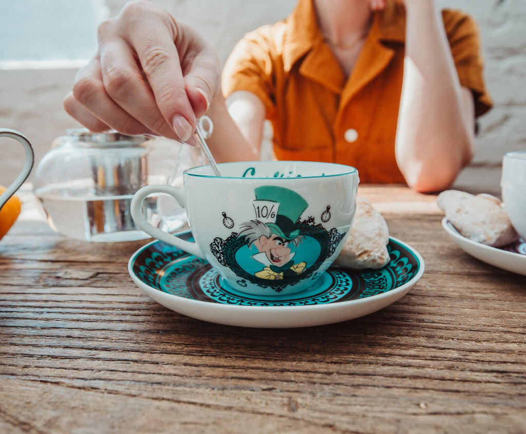 Disney Alice In Wonderland Mad Hatter Bone China Teacup and Saucer | Set of 2
