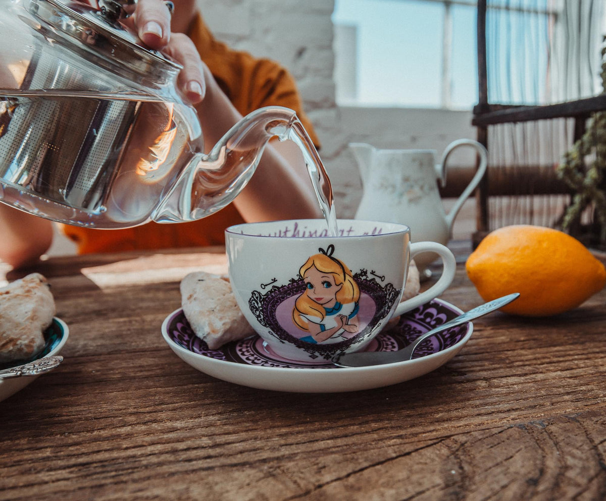 Disney Alice In Wonderland Mad Hatter Bone China Teacup and Saucer | Set of 2