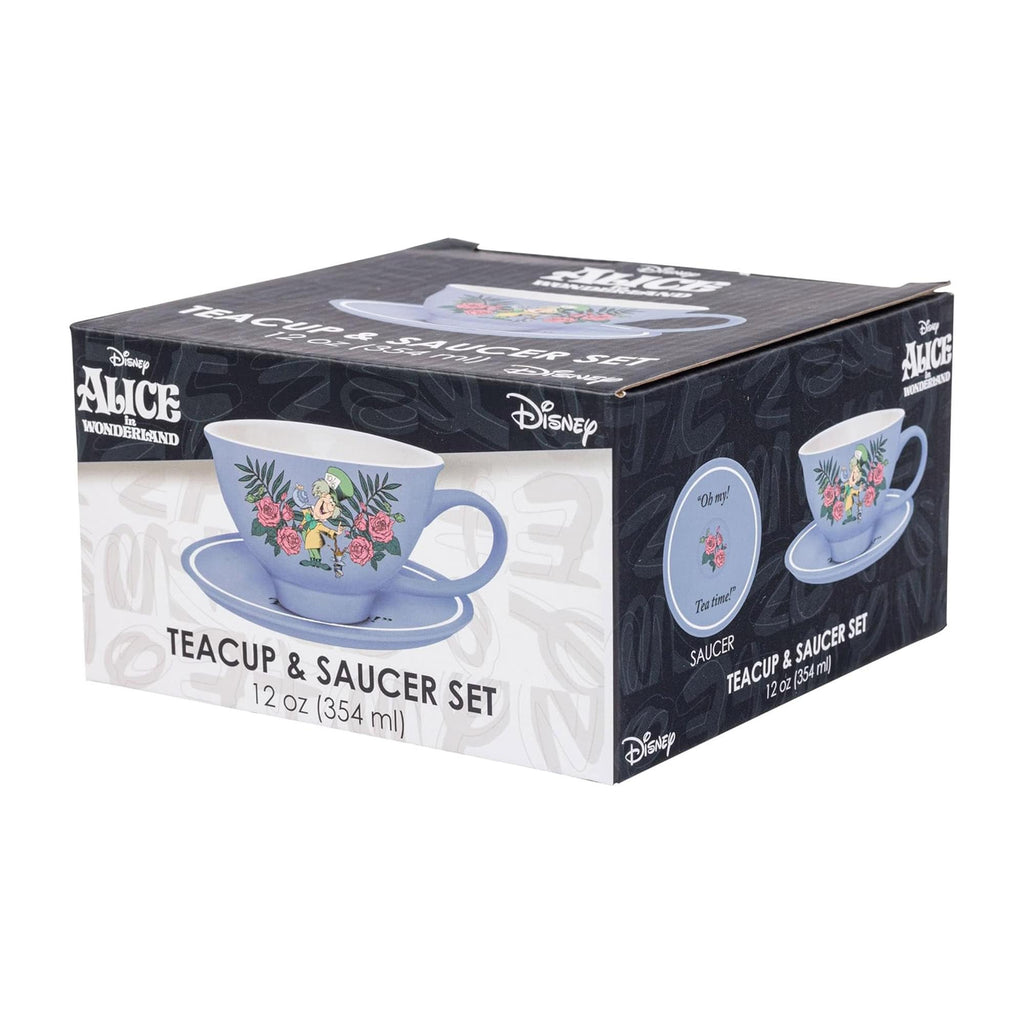 Disney Alice In Wonderland Mad Hatter Teacup and Saucer Set | Holds 12 Ounces