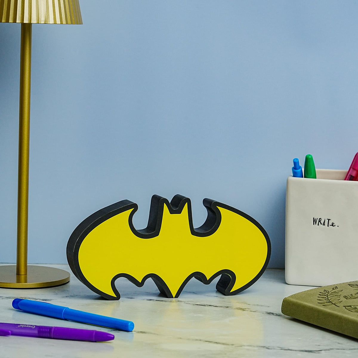 DC Comics Batman Emblem Die-Cut Wooden Wall Art Sign | 4 x 8 Inches