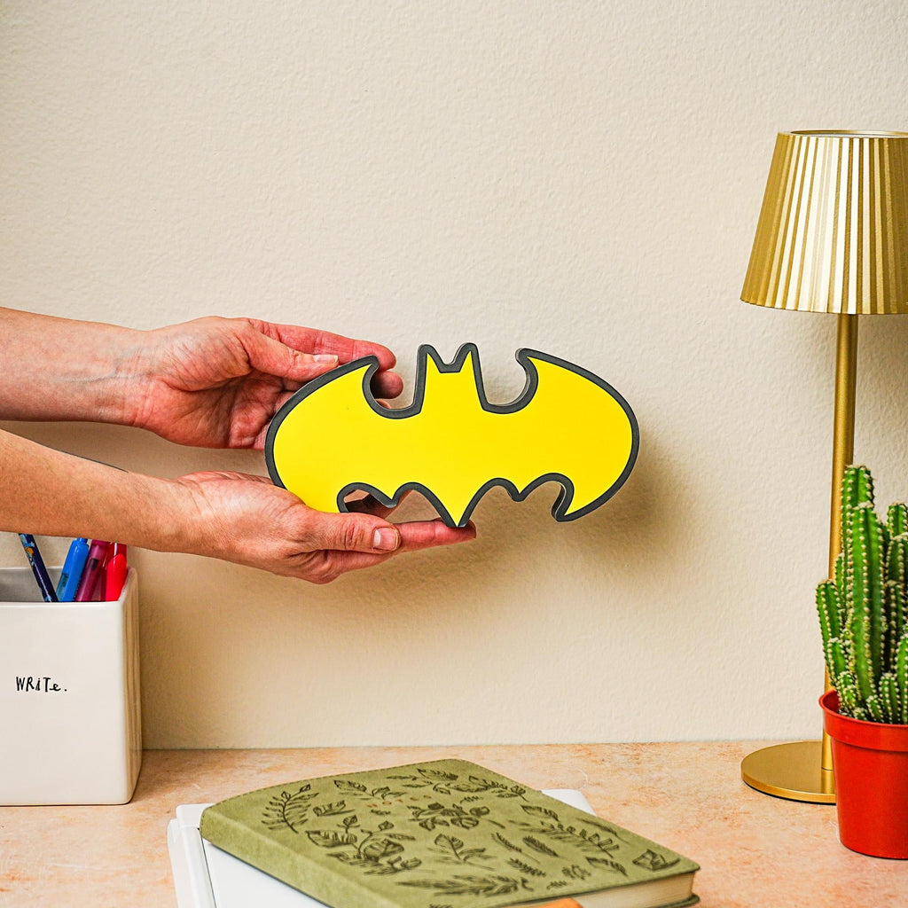 DC Comics Batman Emblem Die-Cut Wooden Wall Art Sign | 4 x 8 Inches