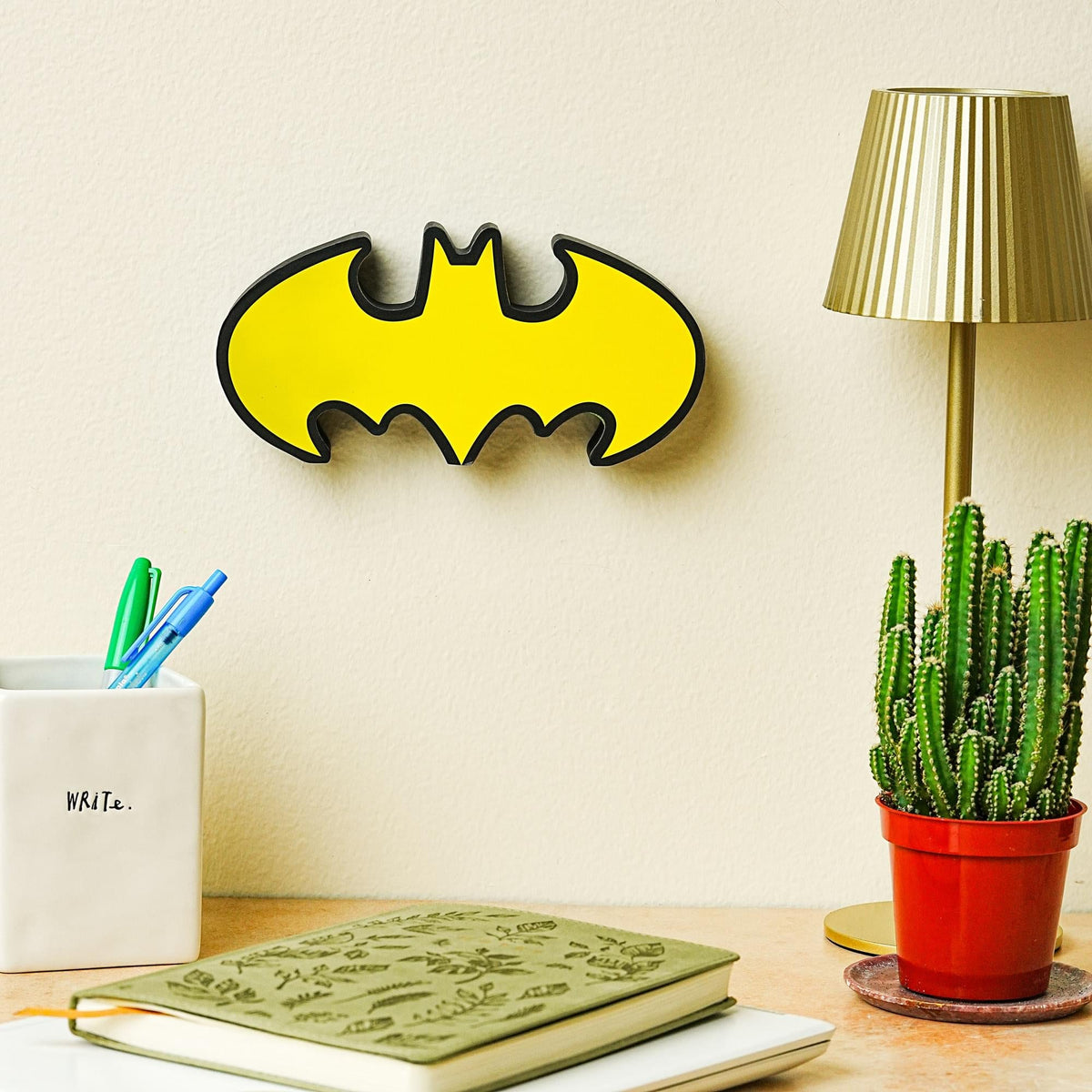 DC Comics Batman Emblem Die-Cut Wooden Wall Art Sign | 4 x 8 Inches