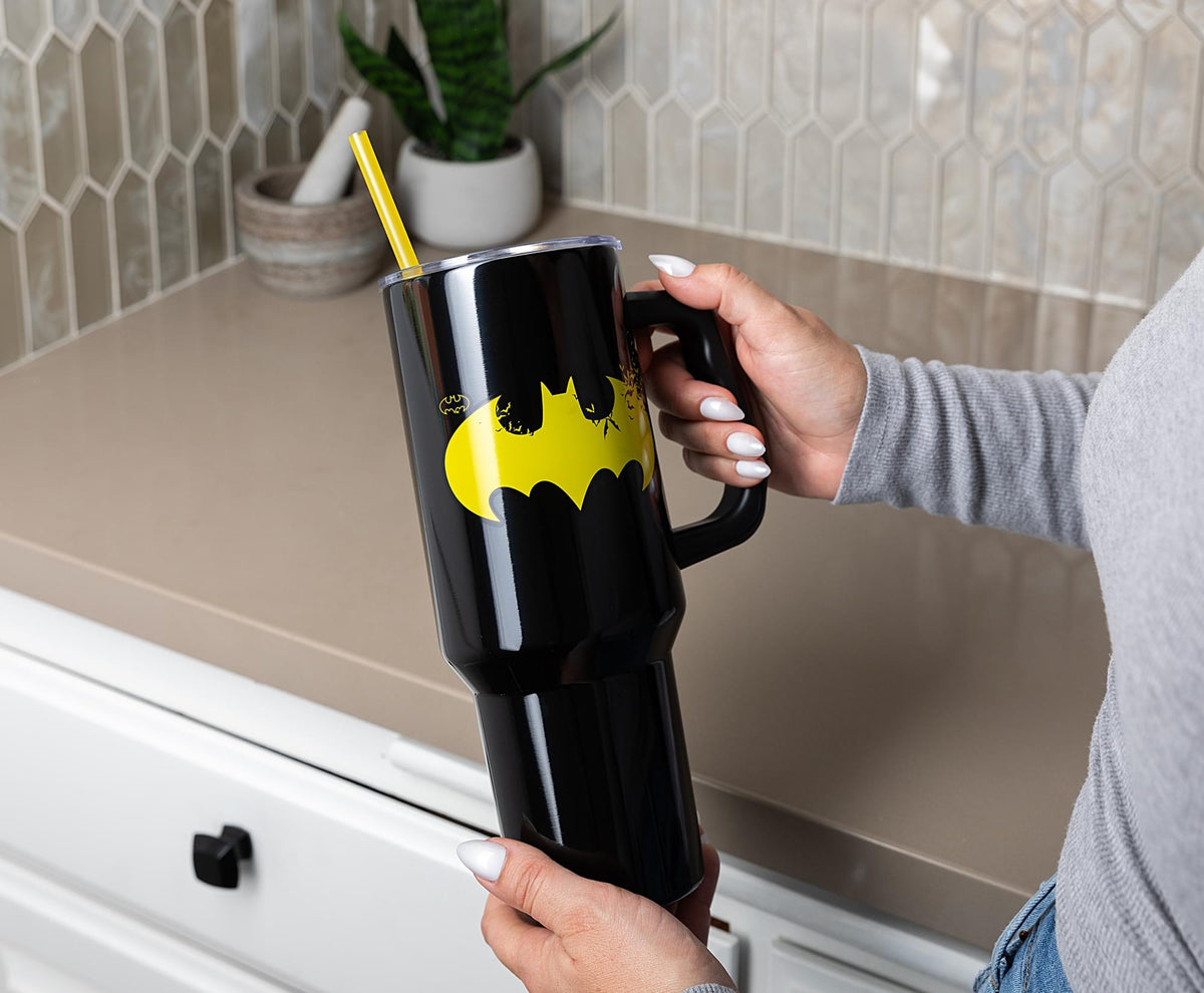 DC Comics Batman Logo 40-Ounce Stainless Steel Tumbler With Handle