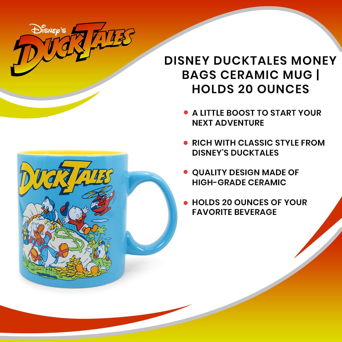 Disney DuckTales Money Bags Ceramic Mug | Holds 20 Ounces