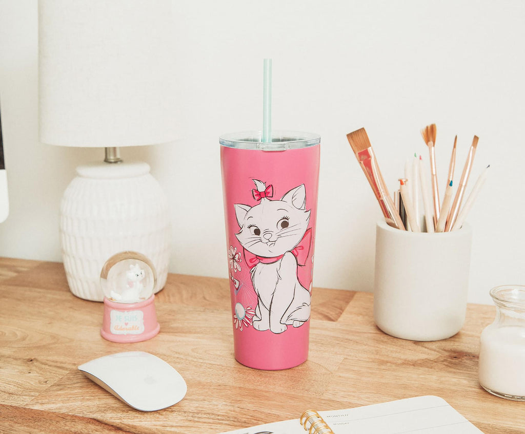 Disney The Aristocats Marie "Bonjour" Stainless Steel Tumbler | Holds 22 Ounces