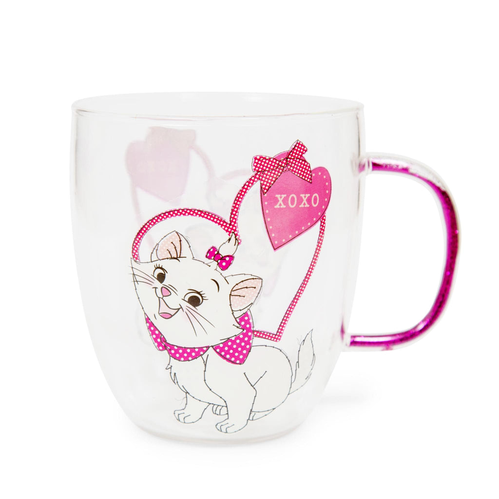 Disney The Aristocats Marie "XOXO" Glitter Handle Glass Mug | Holds 14 Ounces