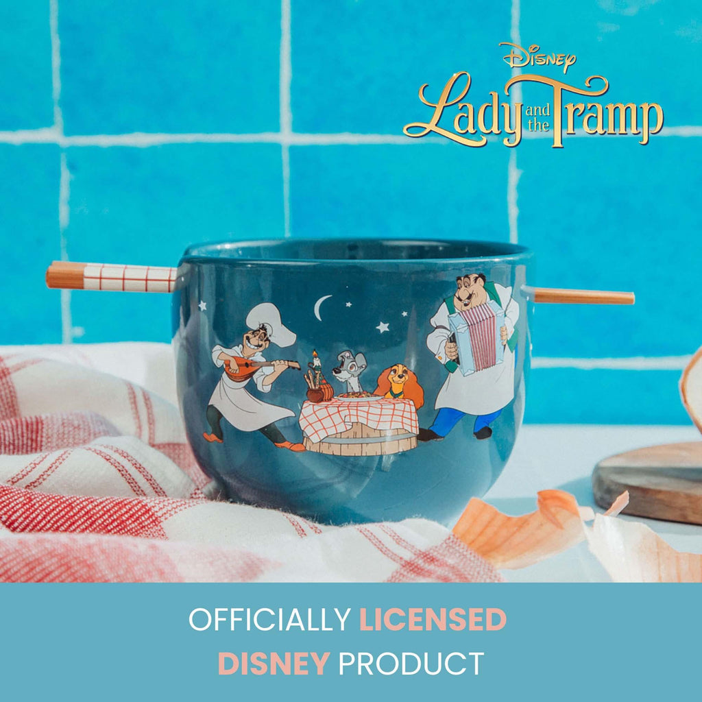 Disney Lady And The Tramp Serenade 20-Ounce Ceramic Ramen Bowl and Chopstick Set
