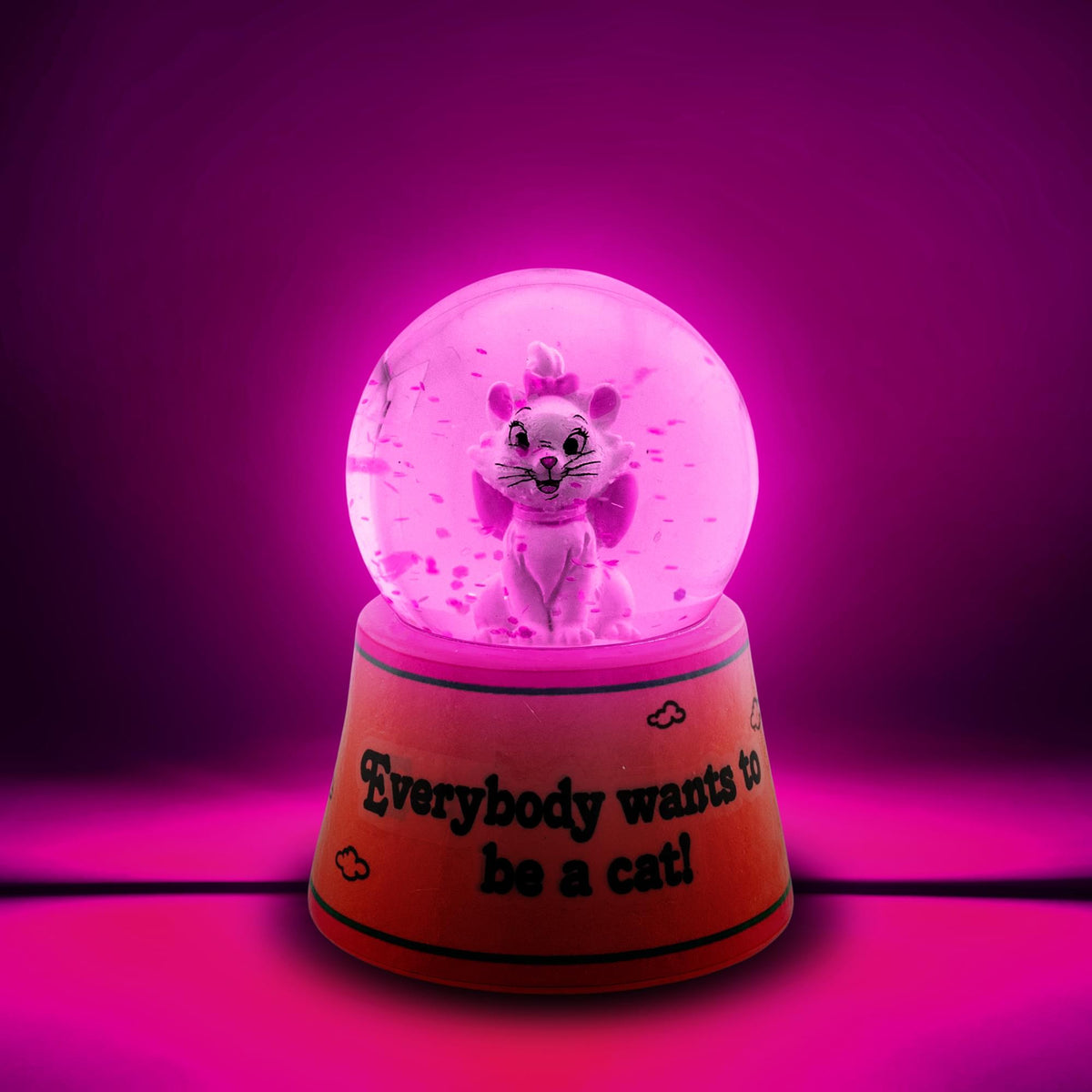 Disney Aristocats Marie "Everybody Wants To Be A Cat" Mini Light-Up Snow Globe