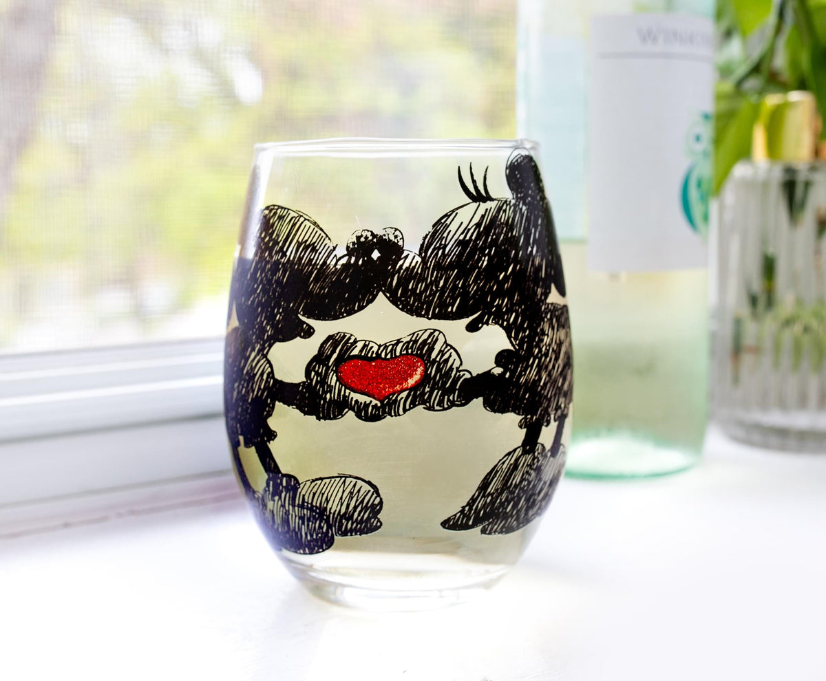 Disney Mickey and Minnie Sketchbook Stemless Wine Glass | Holds 20 Ounces