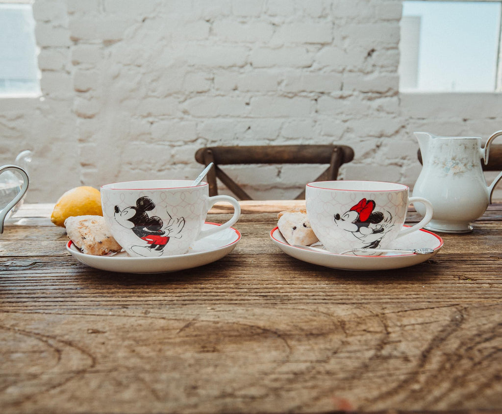 Disney Mickey and Minnie Bone China Teacup and Saucer | Set of 2