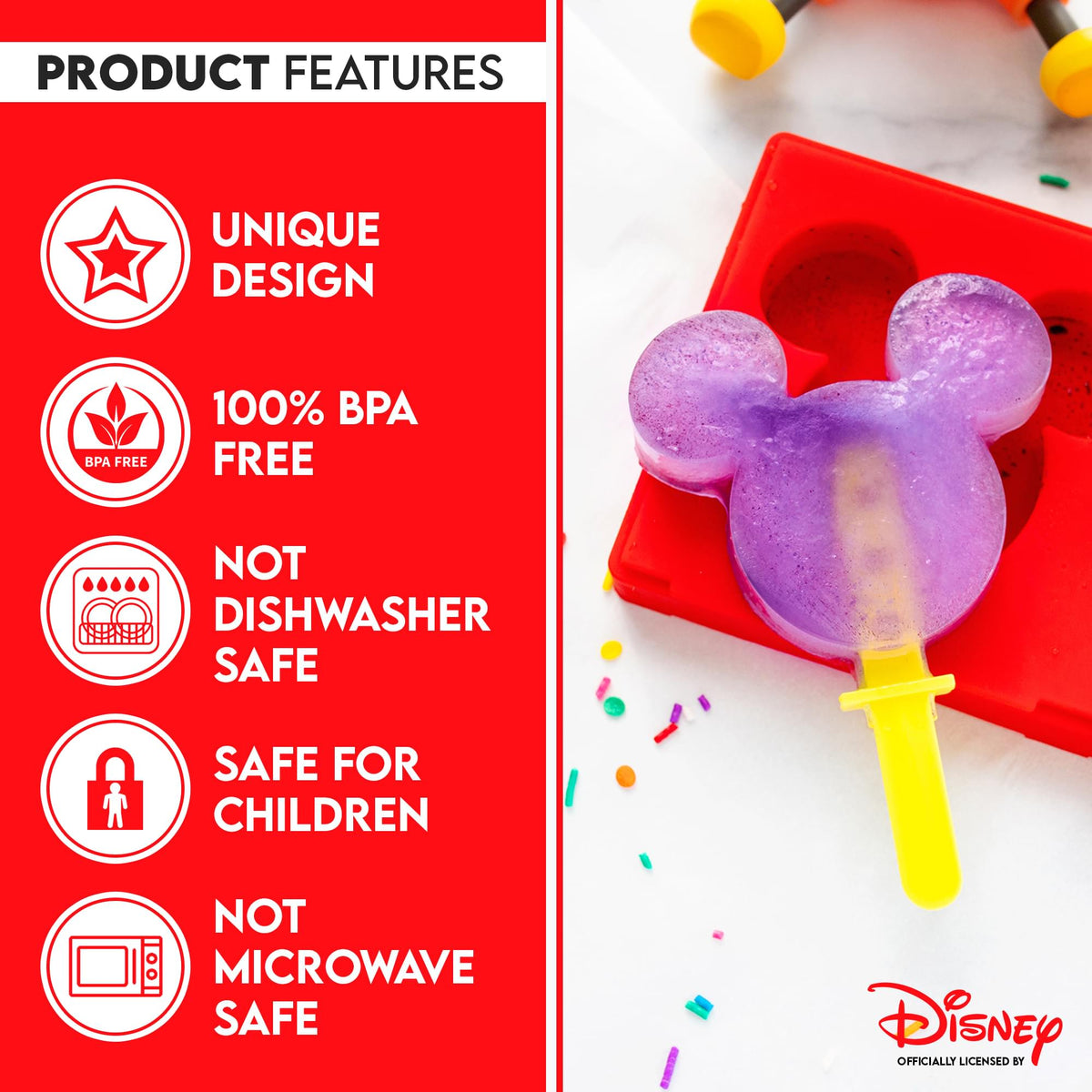 Disney Mickey Mouse 2-Piece Silicone Popsicle Mold Maker Set