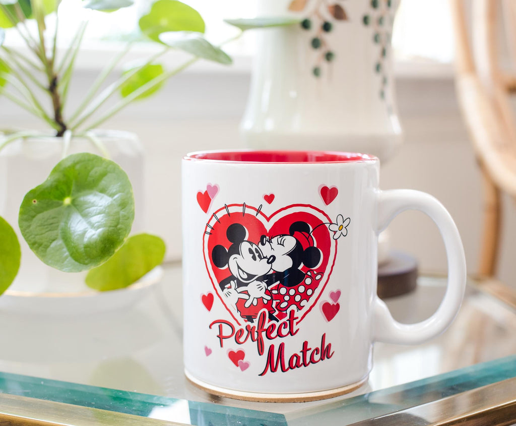 Mickey and Minnie Mouse "Perfect Match" Ceramic Coffee Mug | Holds 20 Ounces