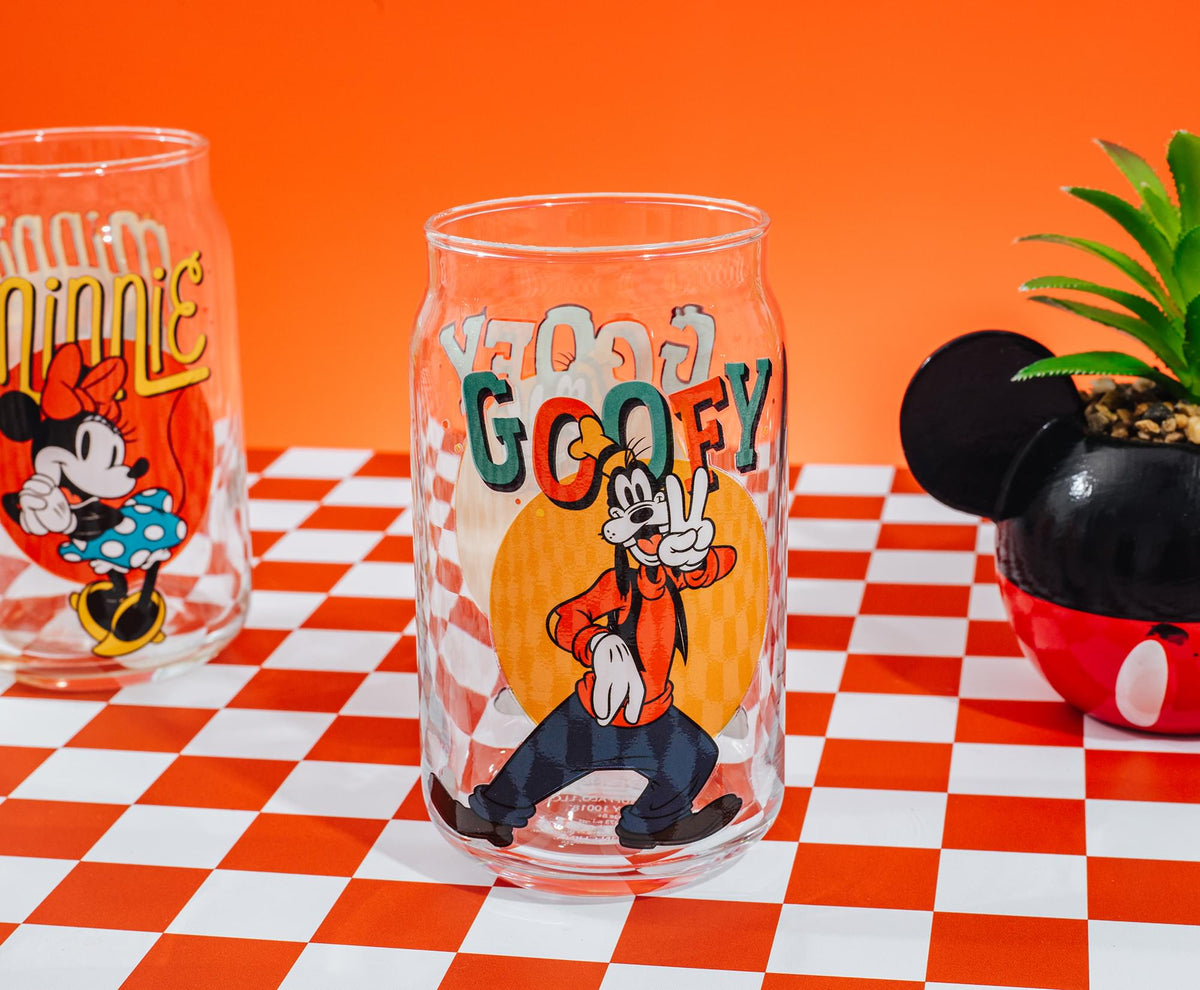 Disney Mickey Mouse and Friends 4-Piece Glass Can Set | Each Holds 16 Ounces