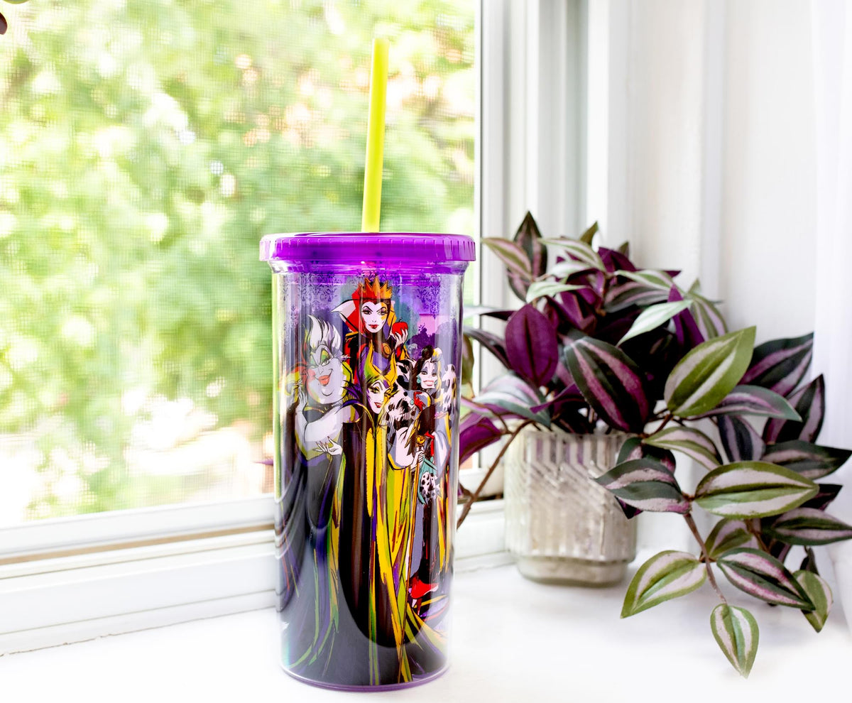 Disney Villains Plastic Cold Cup With Lid and Straw | Holds 20 Ounces