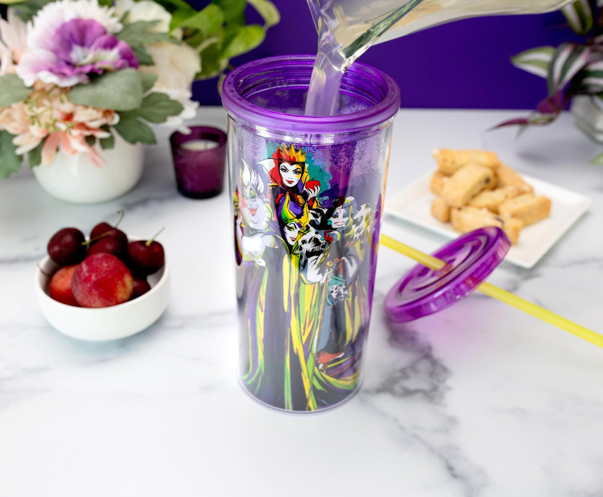 Disney Villains Plastic Cold Cup With Lid and Straw | Holds 20 Ounces