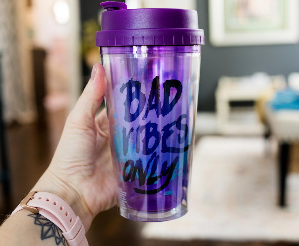 Disney Villains "Bad Vibes Only" Double-Walled Plastic Tumbler | Holds 16 Ounces
