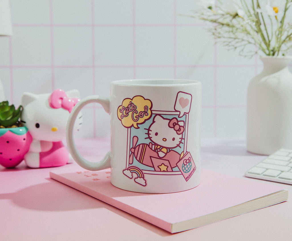 Sanrio Hello Kitty "Let's Go" Travel Destination Ceramic Mug | Holds 20 Ounces