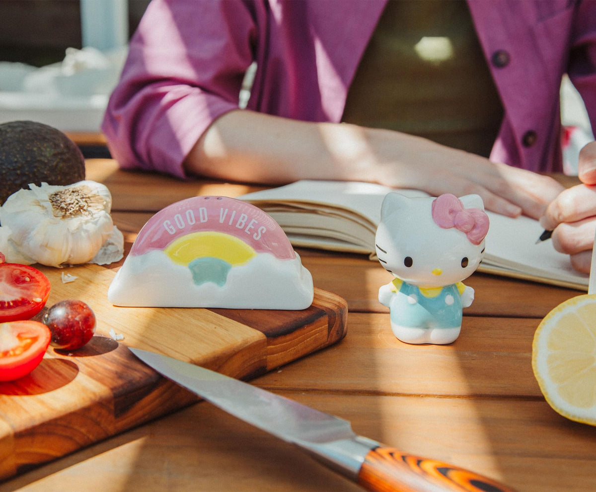 Sanrio Hello Kitty and Rainbow Ceramic Salt and Pepper Shaker Set