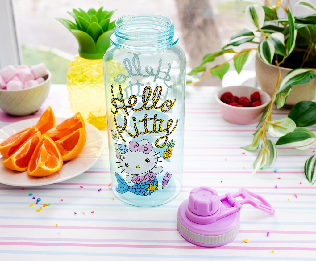 Sanrio Hello Kitty Mermaid Twist Spout Water Bottle and Sticker Set | 32 Ounces