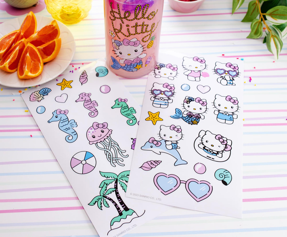 Sanrio Hello Kitty Mermaid Twist Spout Water Bottle and Sticker Set | 32 Ounces