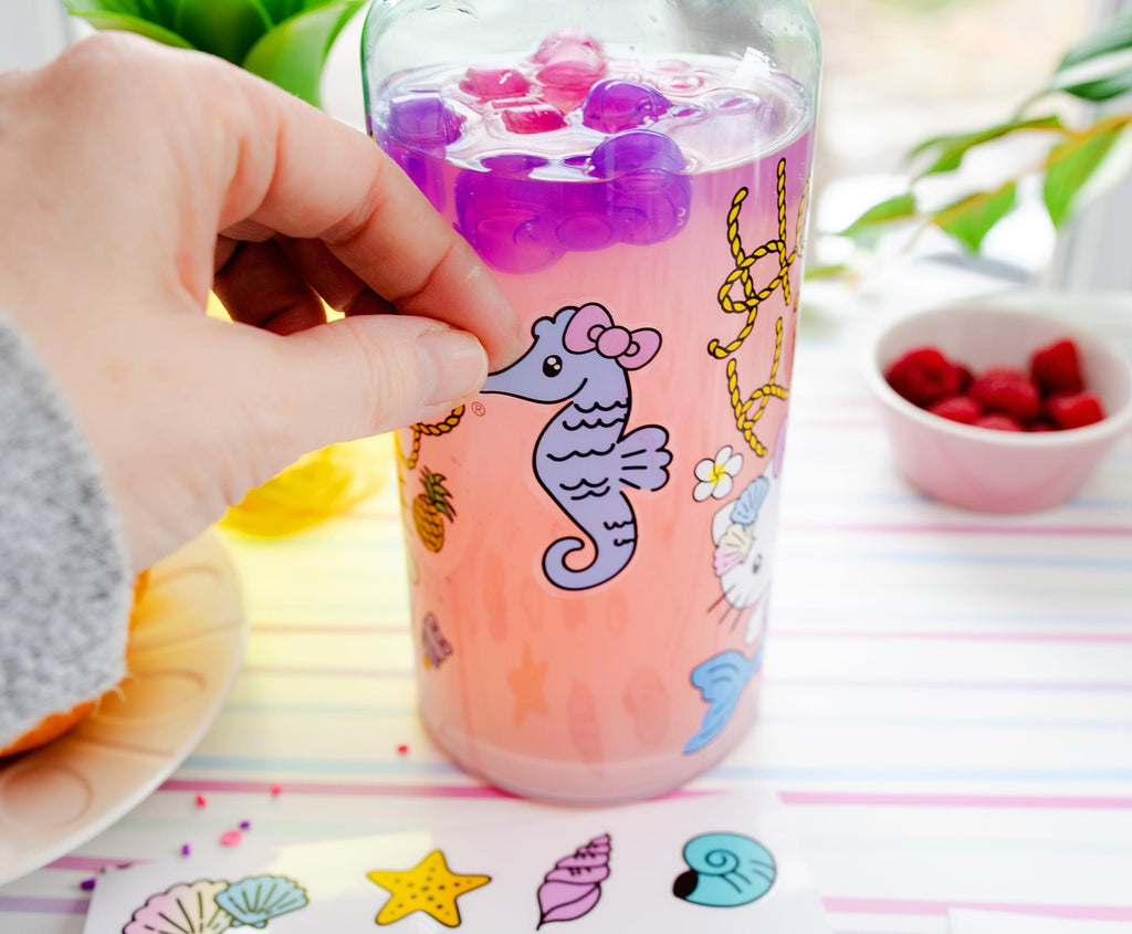 Sanrio Hello Kitty Mermaid Twist Spout Water Bottle and Sticker Set | 32 Ounces