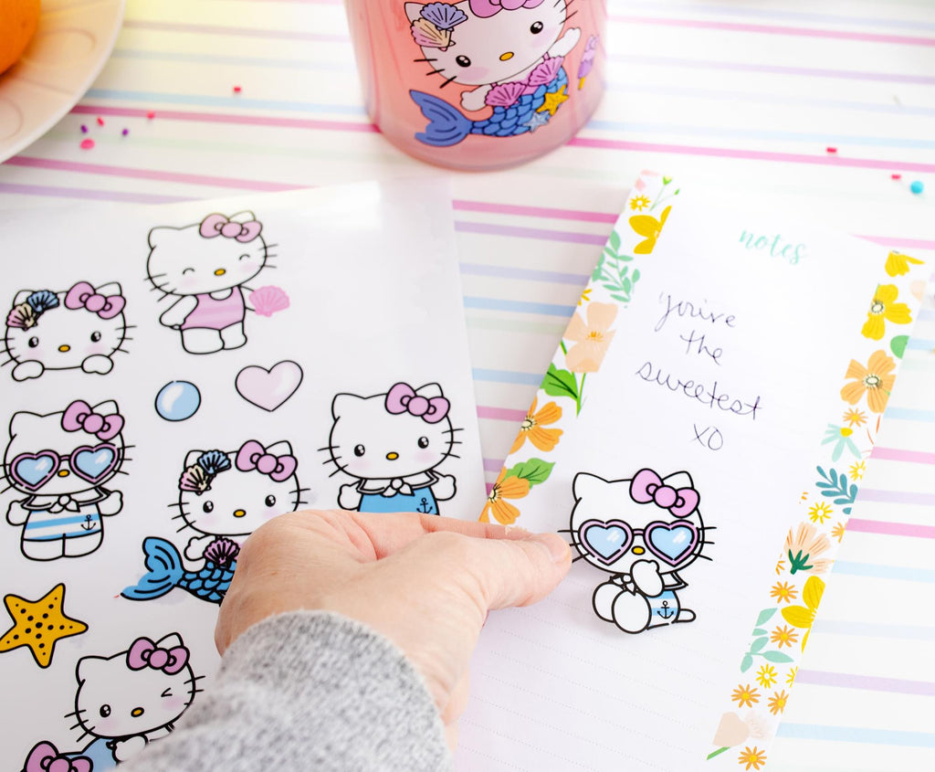 Sanrio Hello Kitty Mermaid Twist Spout Water Bottle and Sticker Set | 32 Ounces